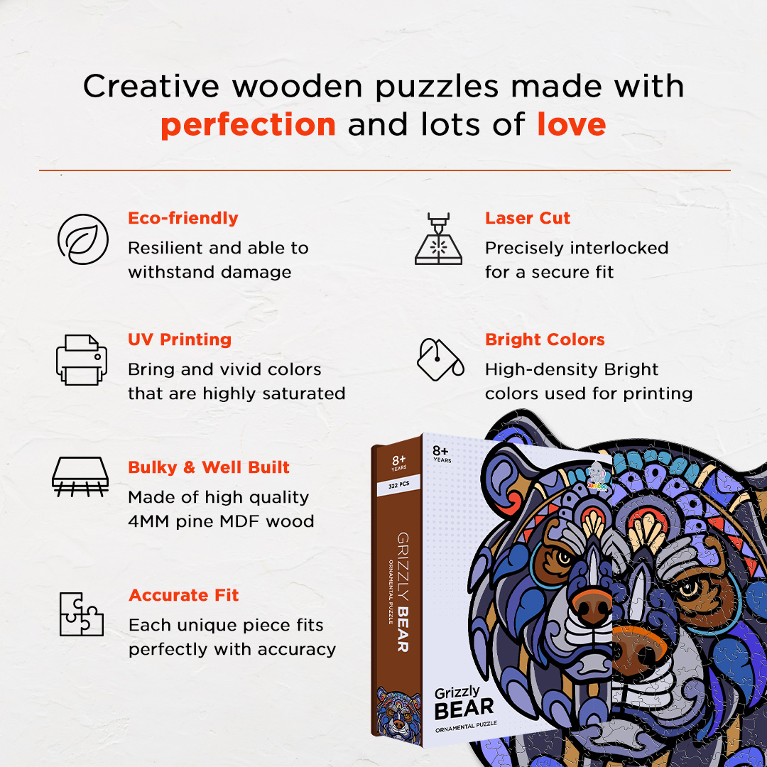Grizzly Bear Ornamental Puzzle designed precisely to bring amazing fun time