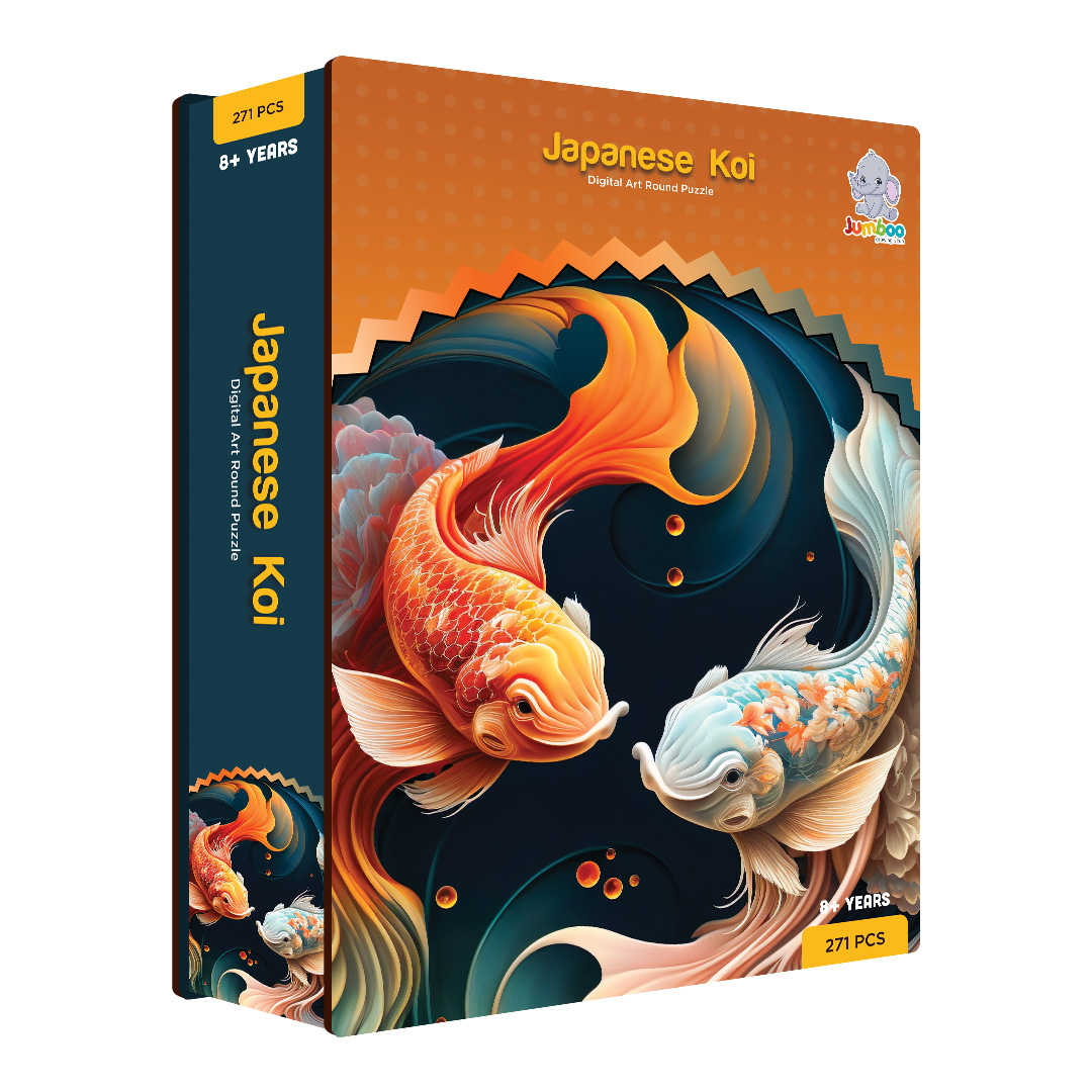 Japanese Koi digital art puzzle for kids and adults a creative art base puzzle