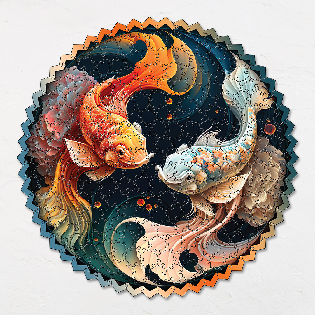 Japanese Koi digital art puzzle for kids and adults a creative art base puzzle