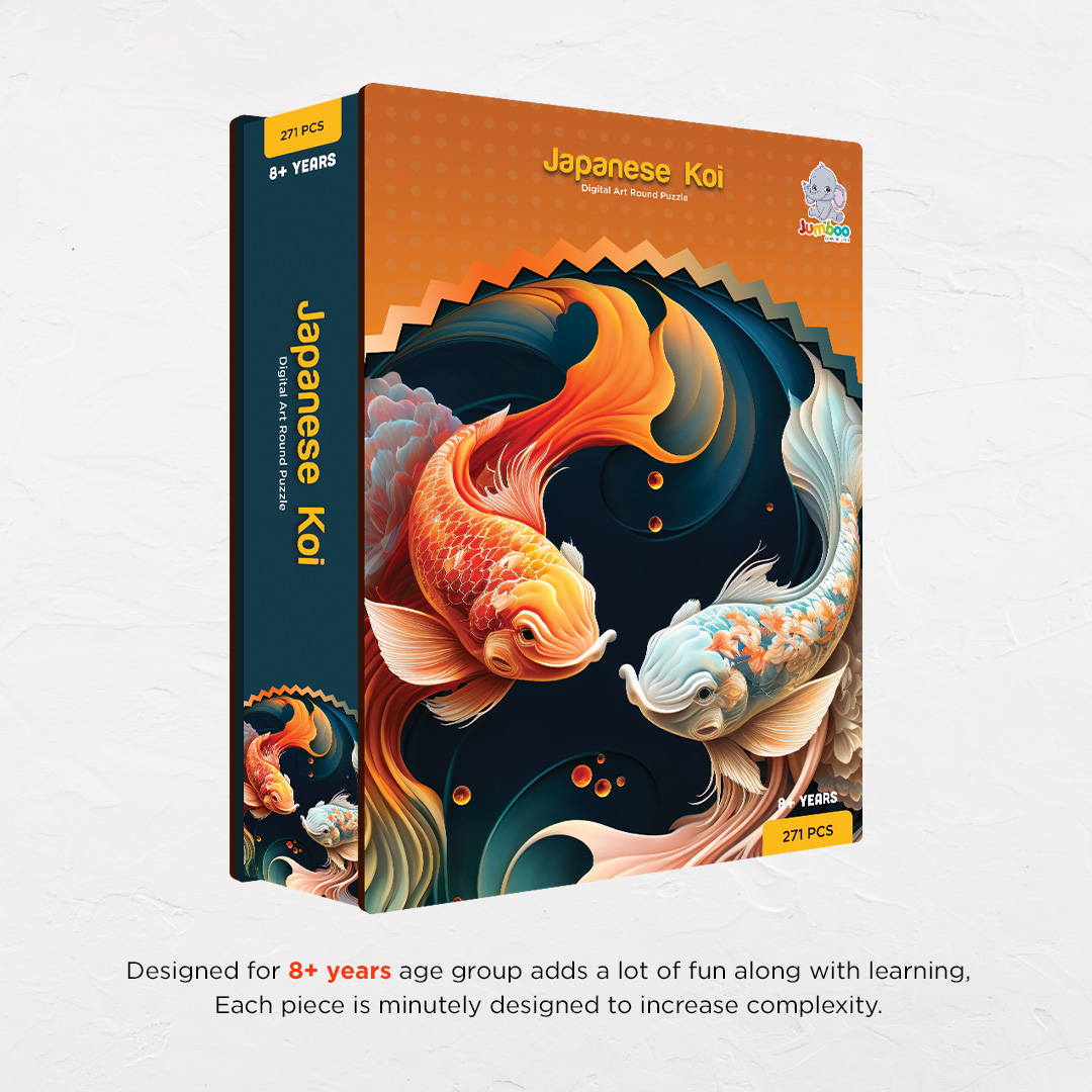 Japanese Koi digital art puzzle for kids and adults a creative art base puzzle