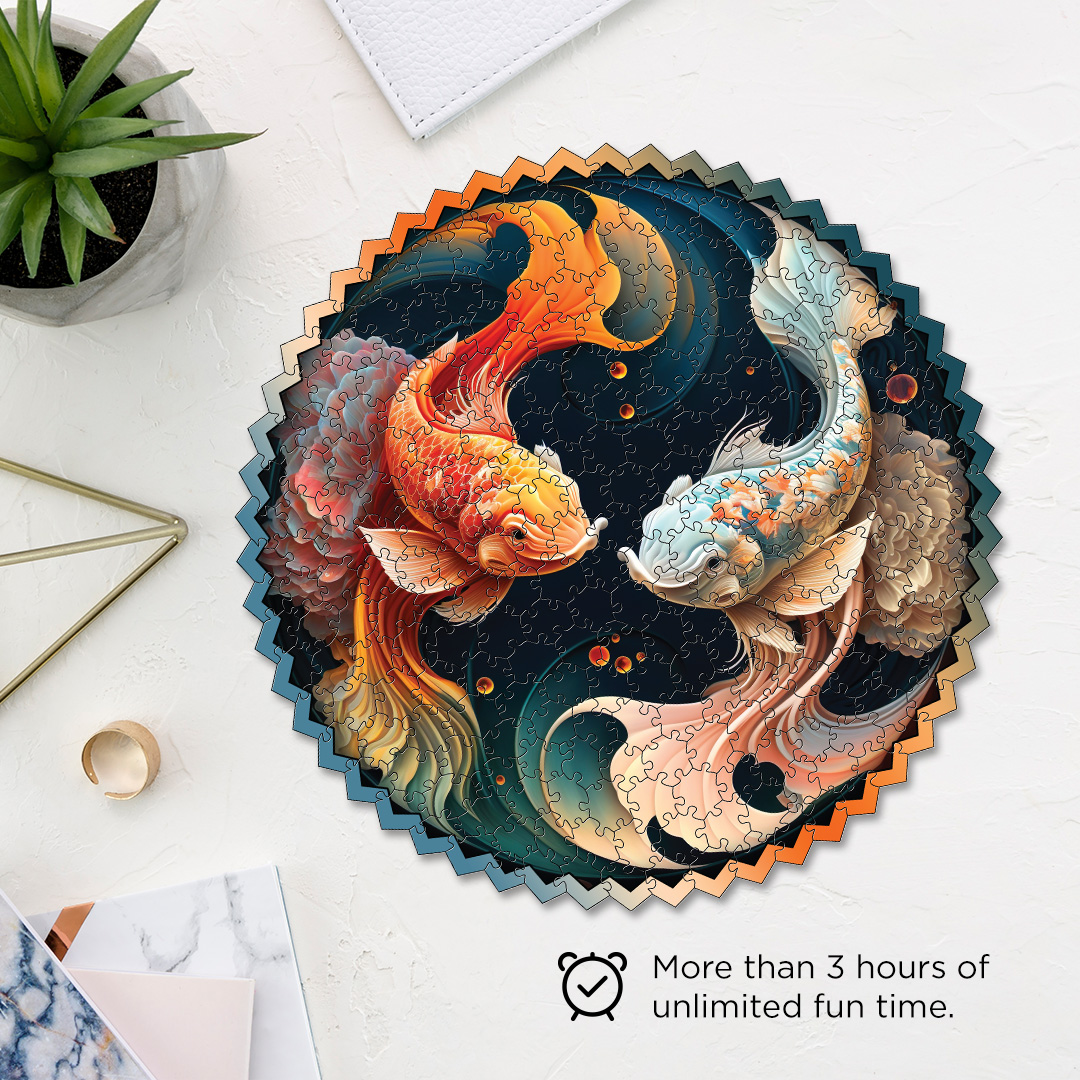 Japanese Koi digital art puzzle for kids and adults a creative art base puzzle