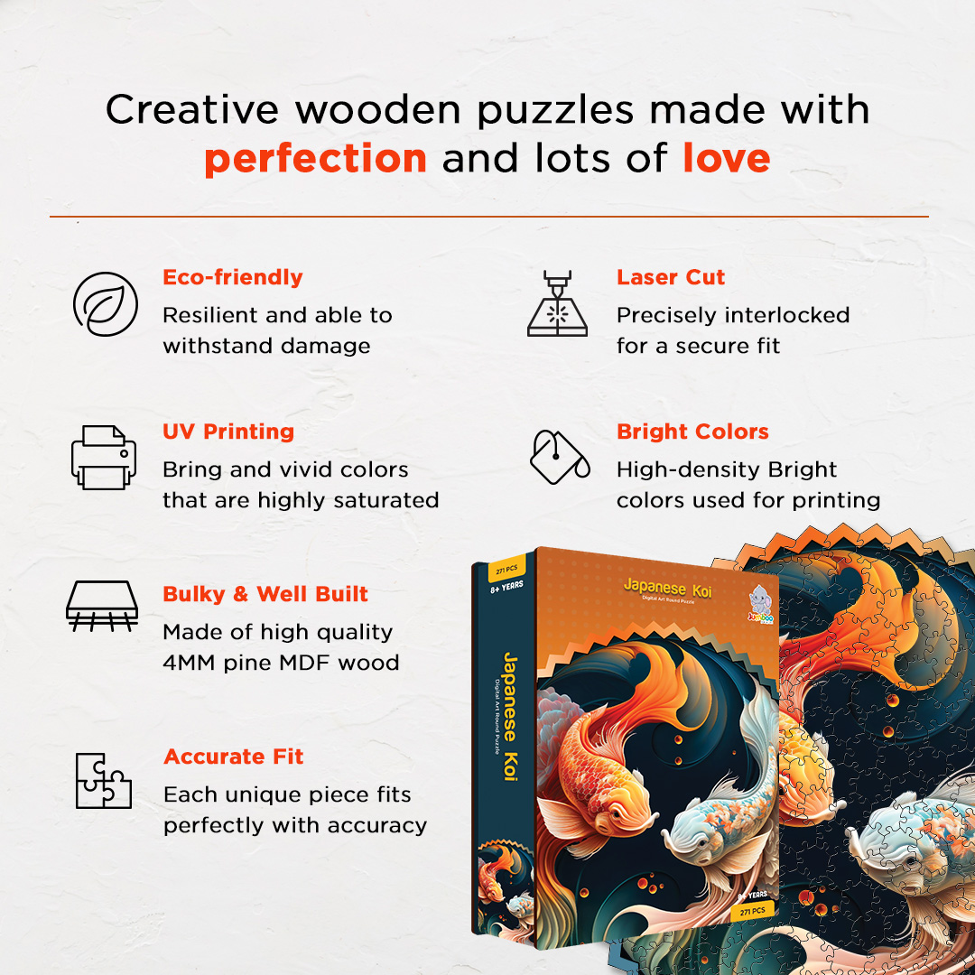 Japanese Koi digital art puzzle for kids and adults a creative art base puzzle