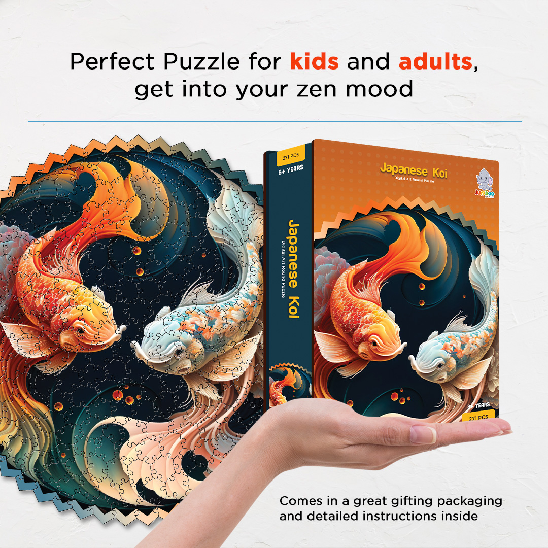 Japanese Koi digital art puzzle for kids and adults a creative art base puzzle