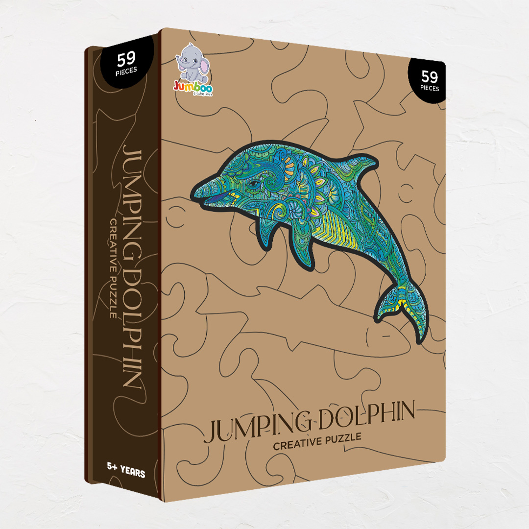 Jumping Dolphin creative jigsaw puzzle for kids and adults includes different custom shapes