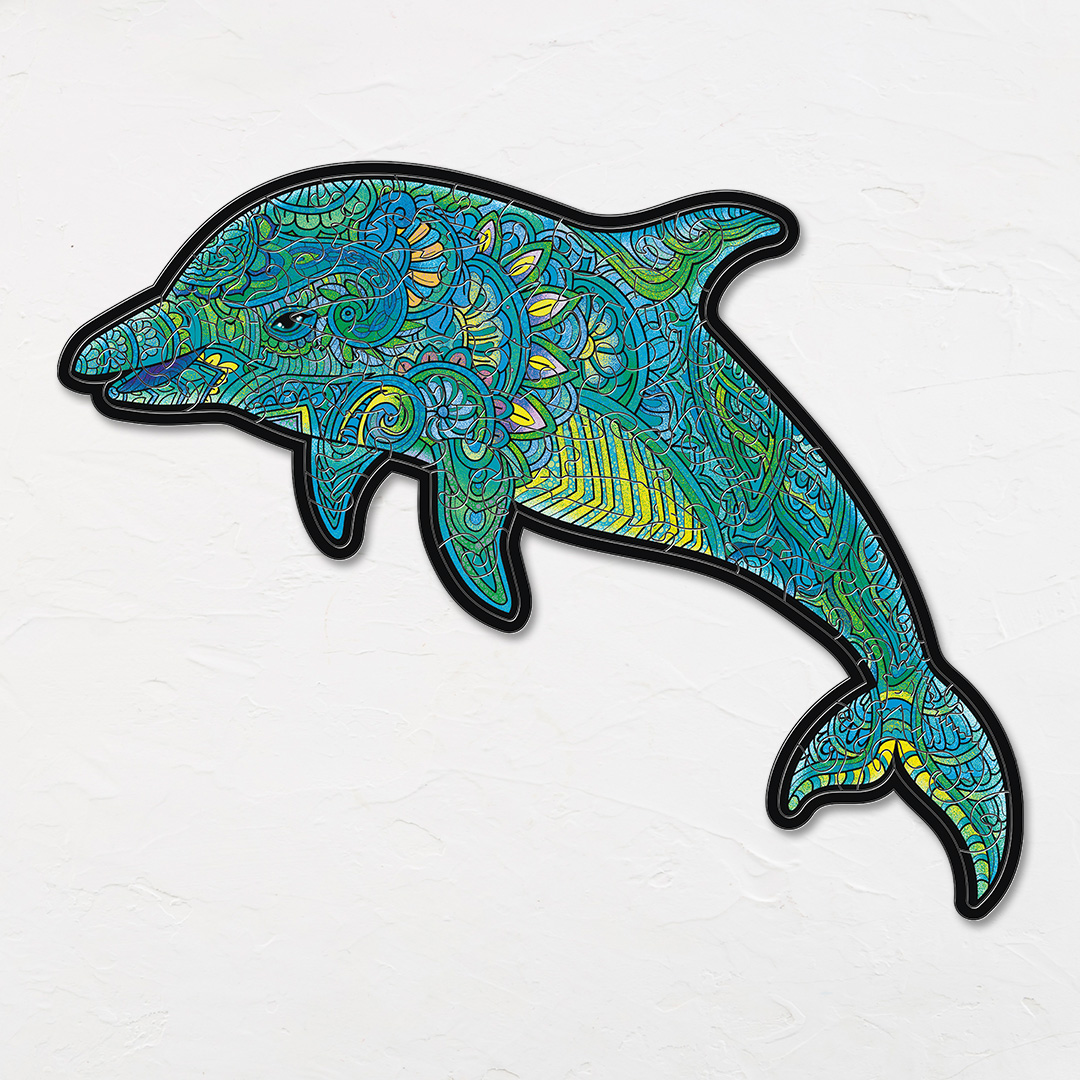 Jumping Dolphin creative jigsaw puzzle for kids and adults includes different custom shapes