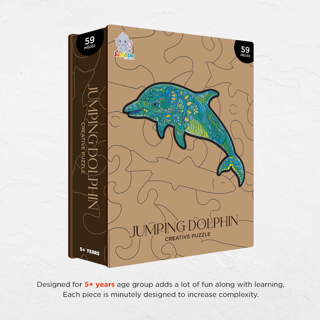 Jumping Dolphin creative jigsaw puzzle for kids and adults includes different custom shapes