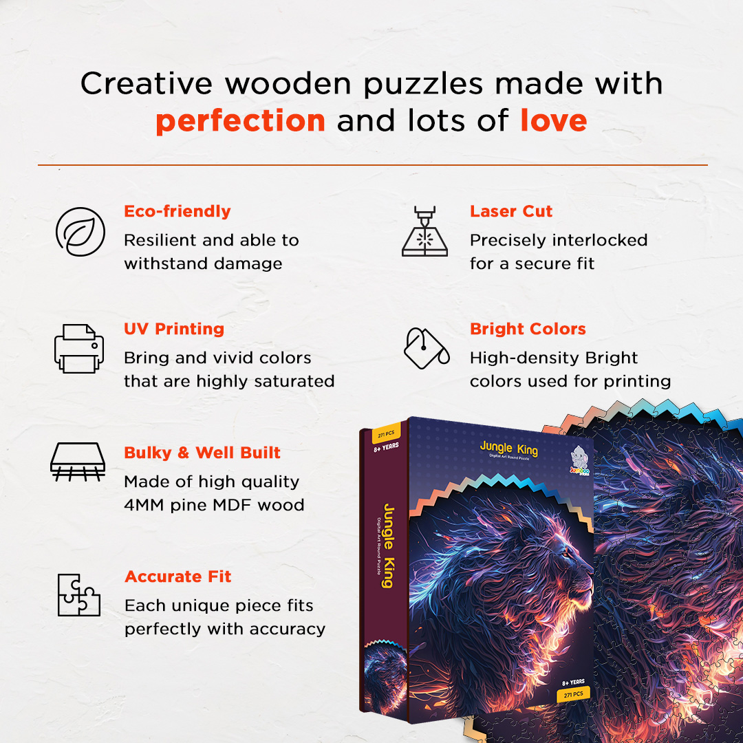 Jungle King digital art puzzle for kids and adults a creative art base puzzle