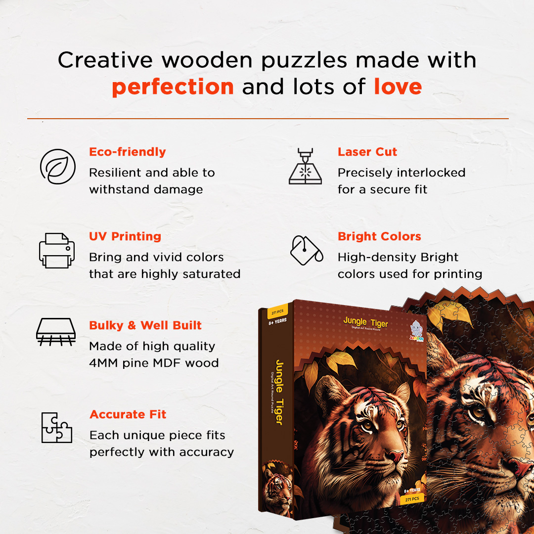 Jungle Tiger digital art puzzle for kids and adults a creative art base puzzle