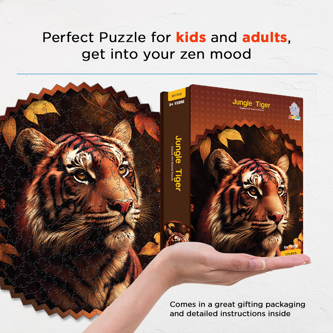 Jungle Tiger digital art puzzle for kids and adults a creative art base puzzle