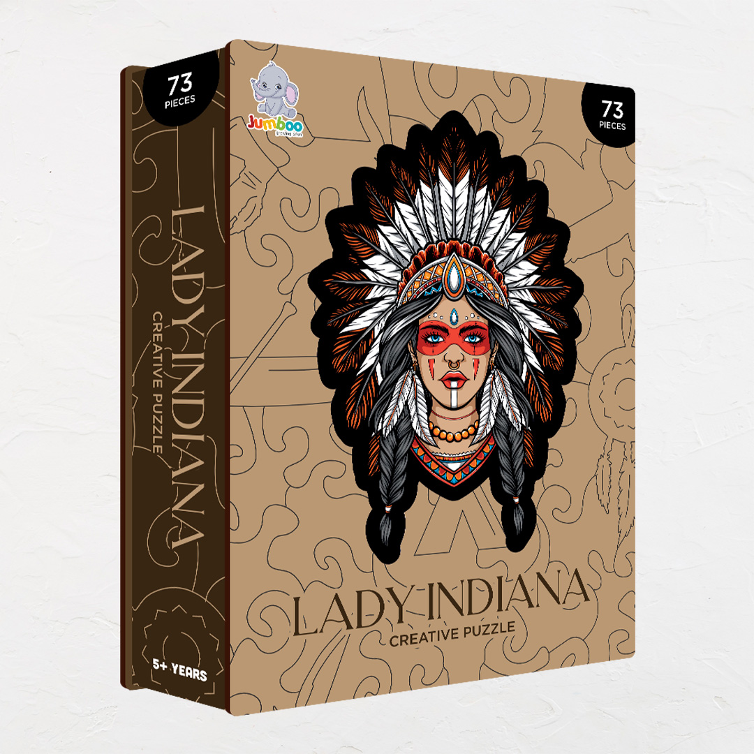 Lady Indiana creative jigsaw puzzle for kids and adults includes different custom shapes