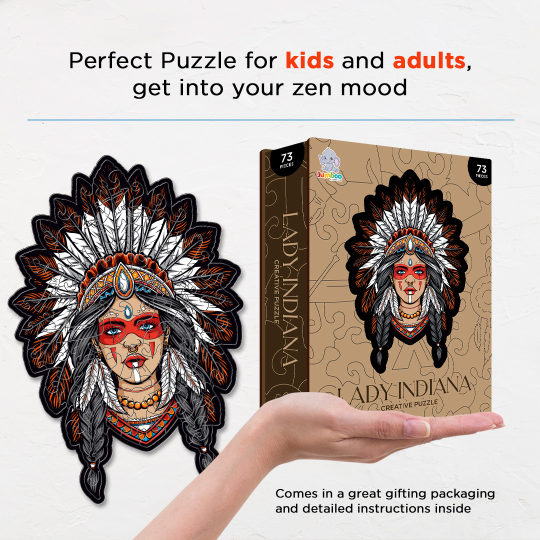 Lady Indiana creative jigsaw puzzle for kids and adults includes different custom shapes