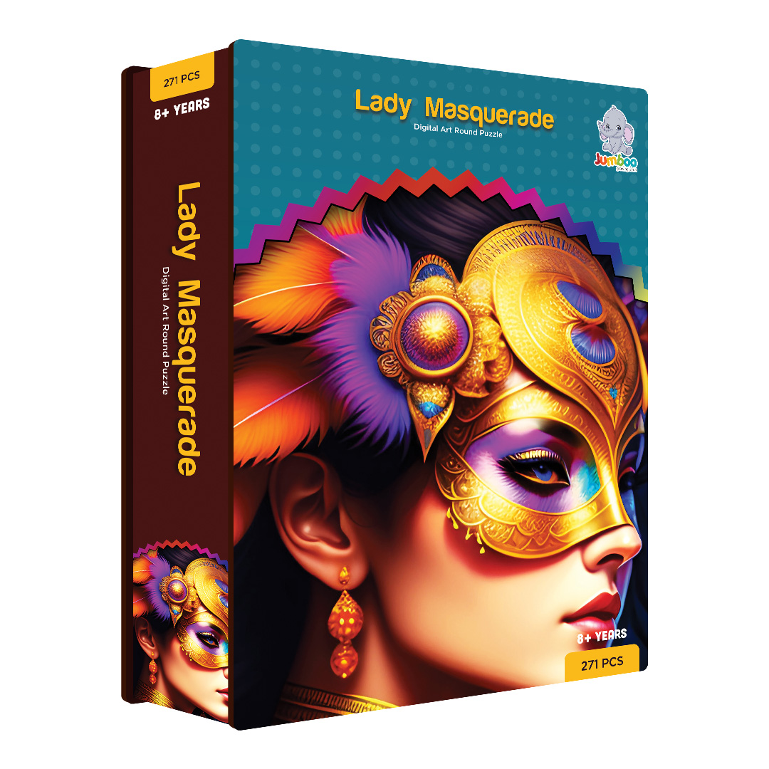 Lady Masquerade digital art puzzle for kids and adults a creative art base puzzle