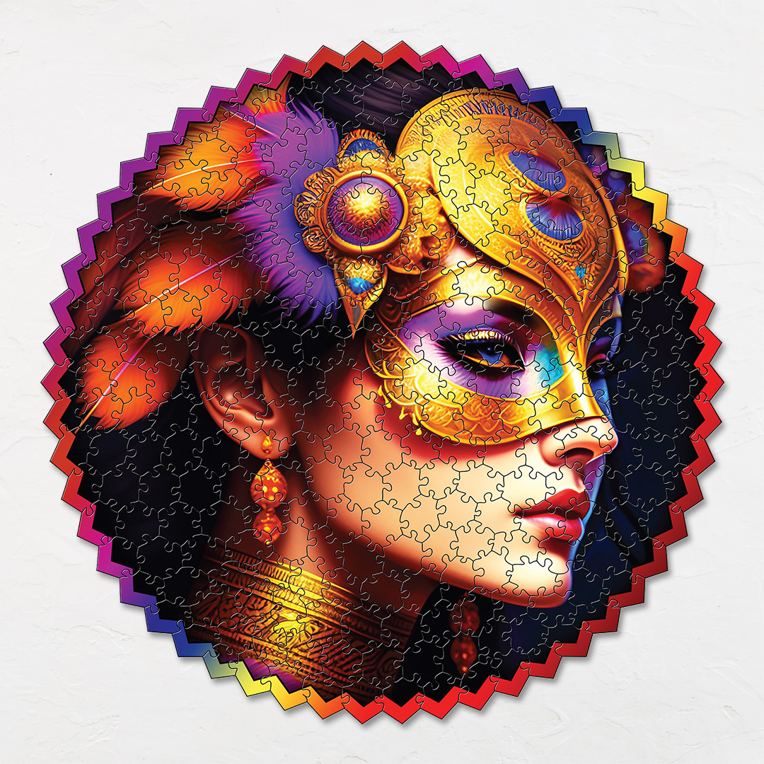 Lady Masquerade digital art puzzle for kids and adults a creative art base puzzle