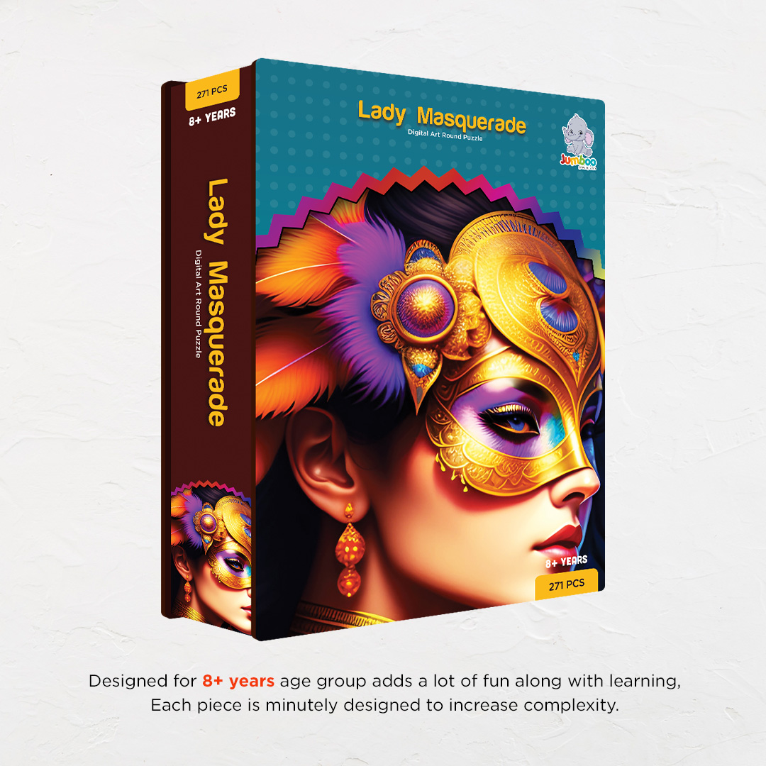Lady Masquerade digital art puzzle for kids and adults a creative art base puzzle
