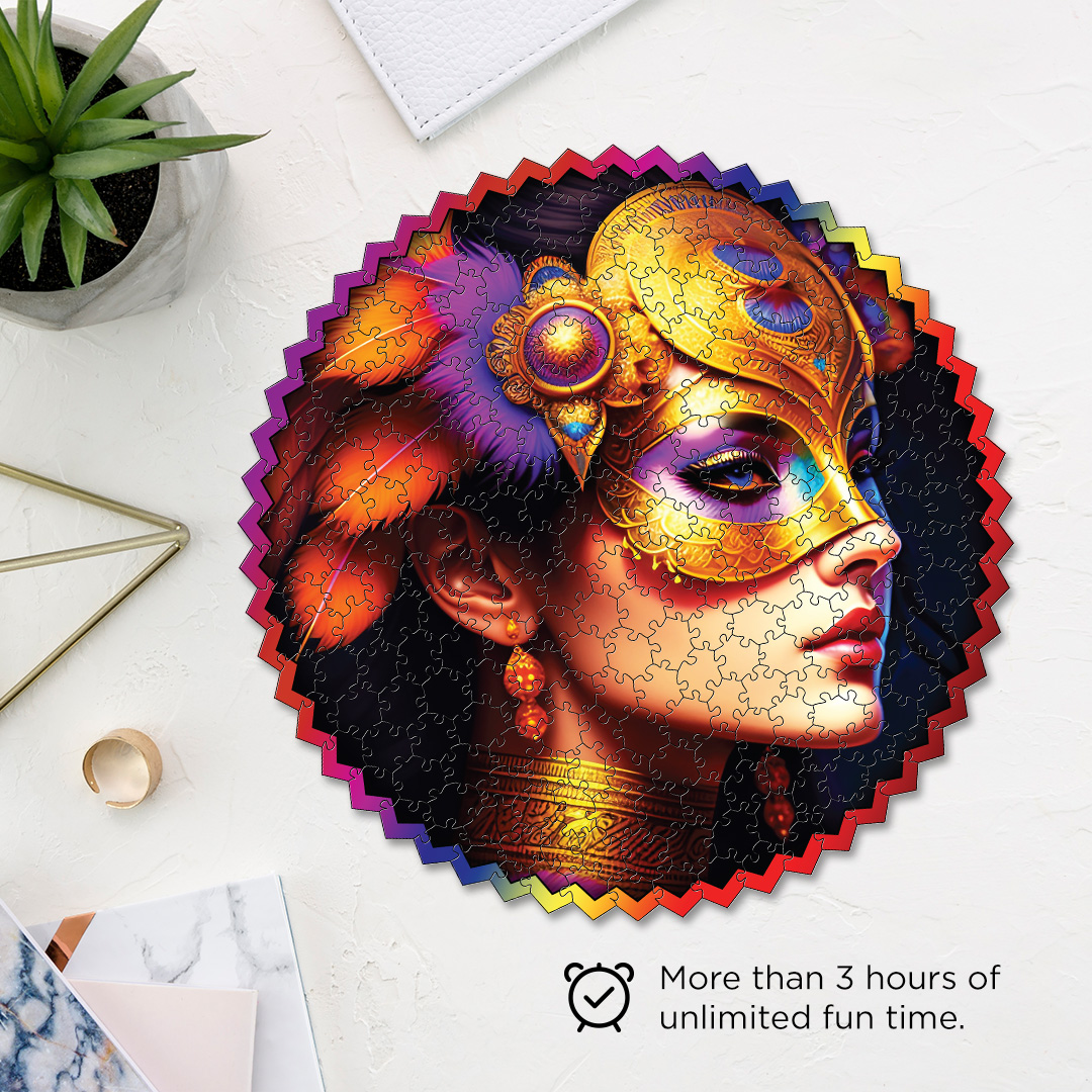 Lady Masquerade digital art puzzle for kids and adults a creative art base puzzle