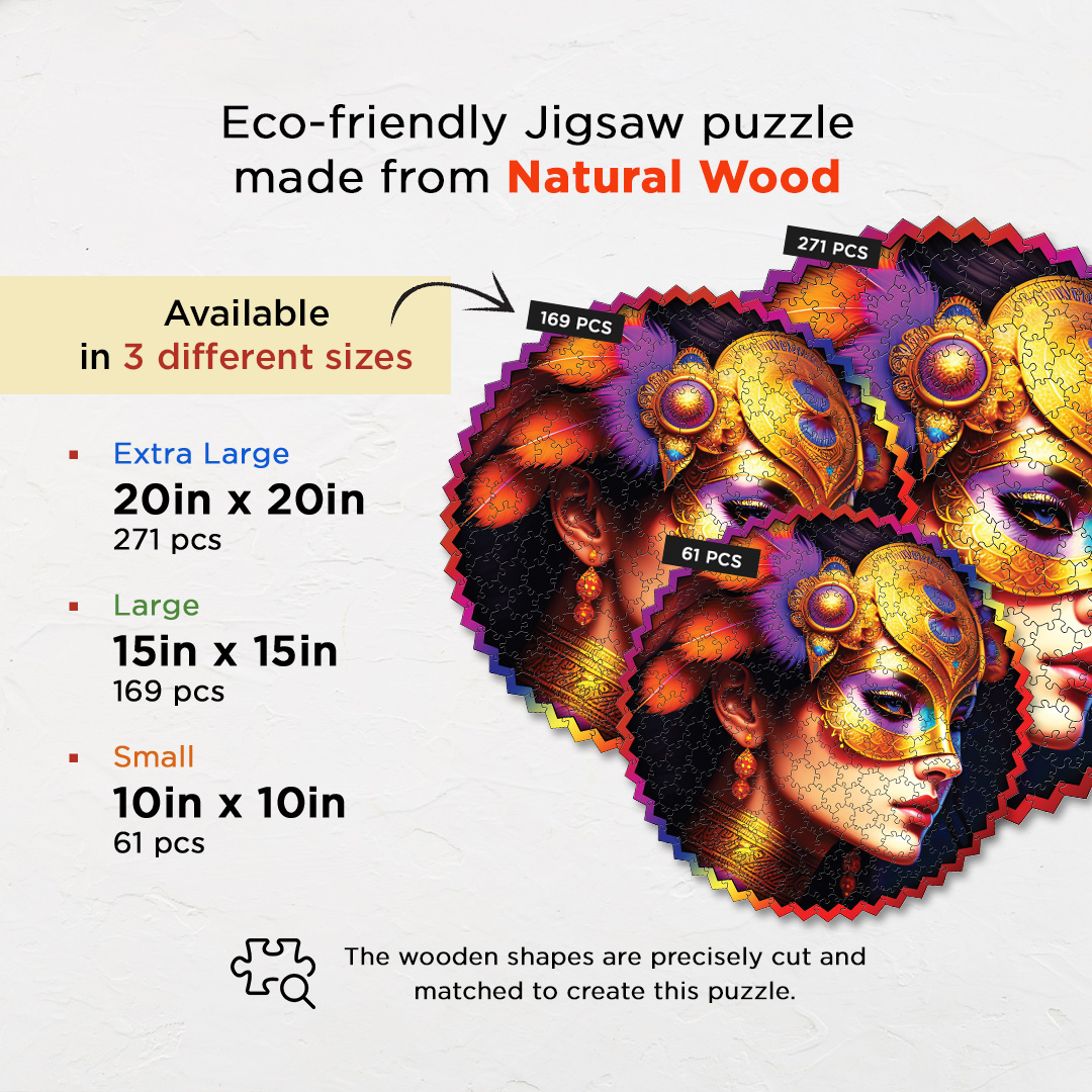 Lady Masquerade digital art puzzle for kids and adults a creative art base puzzle