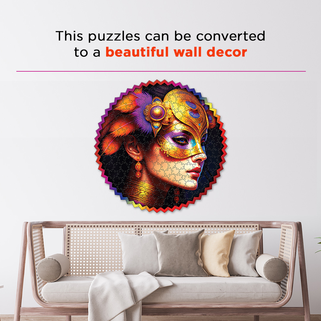 Lady Masquerade digital art puzzle for kids and adults a creative art base puzzle