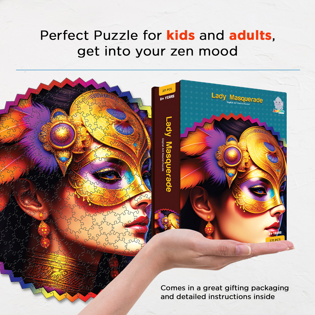 Lady Masquerade digital art puzzle for kids and adults a creative art base puzzle