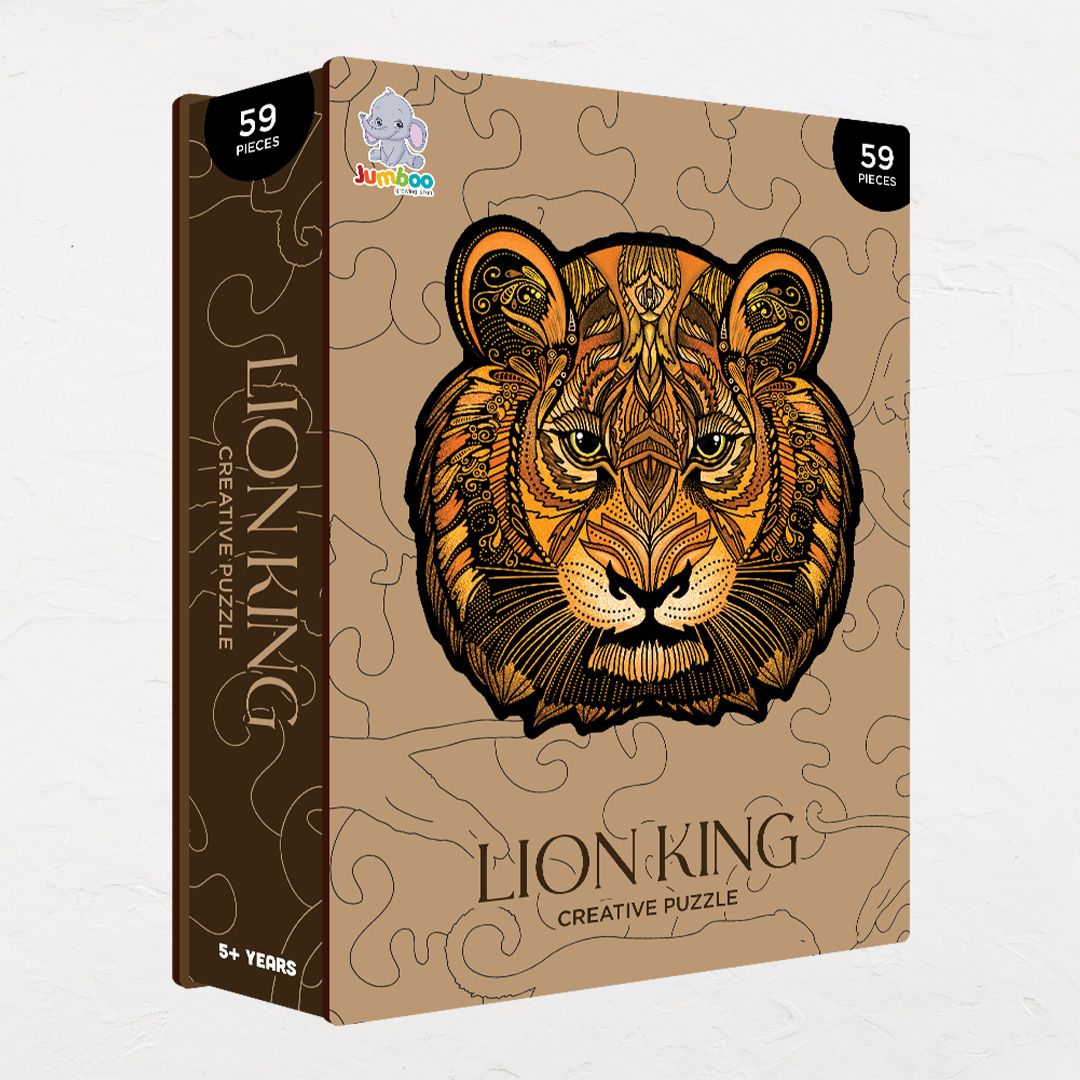 Lion King creative jigsaw puzzle for kids and adults includes different custom shapes