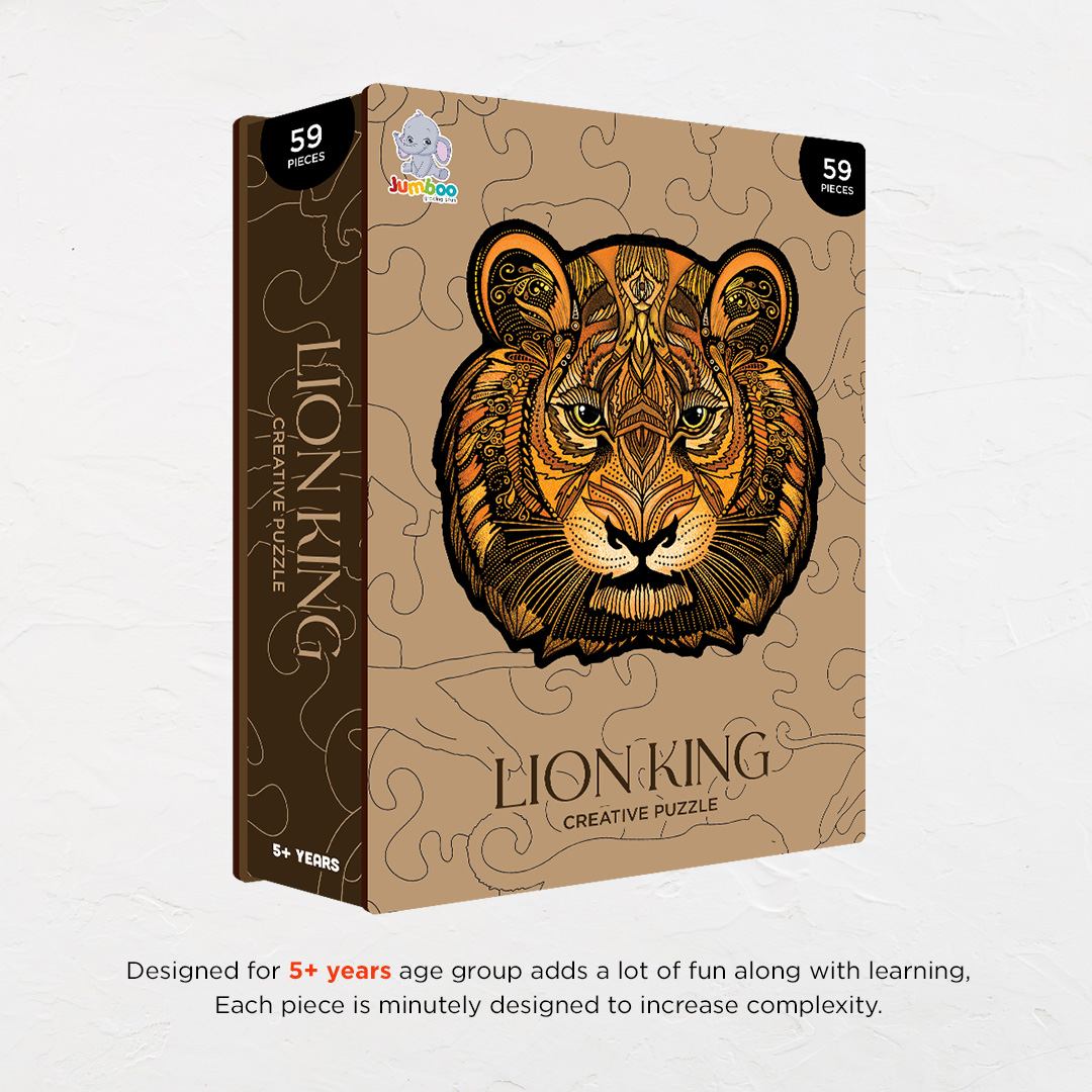 Lion King creative jigsaw puzzle for kids and adults includes different custom shapes