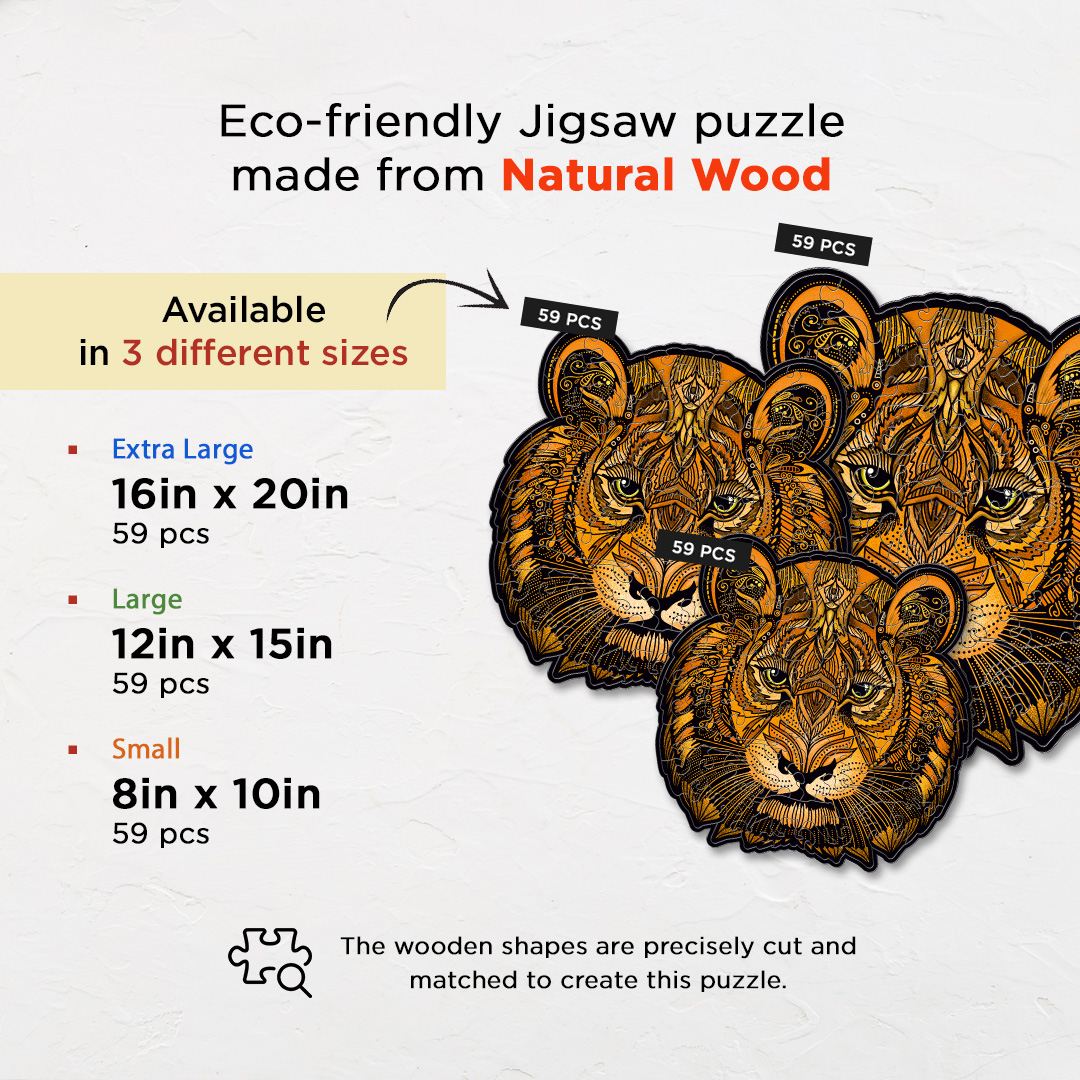 Lion King creative jigsaw puzzle for kids and adults includes different custom shapes