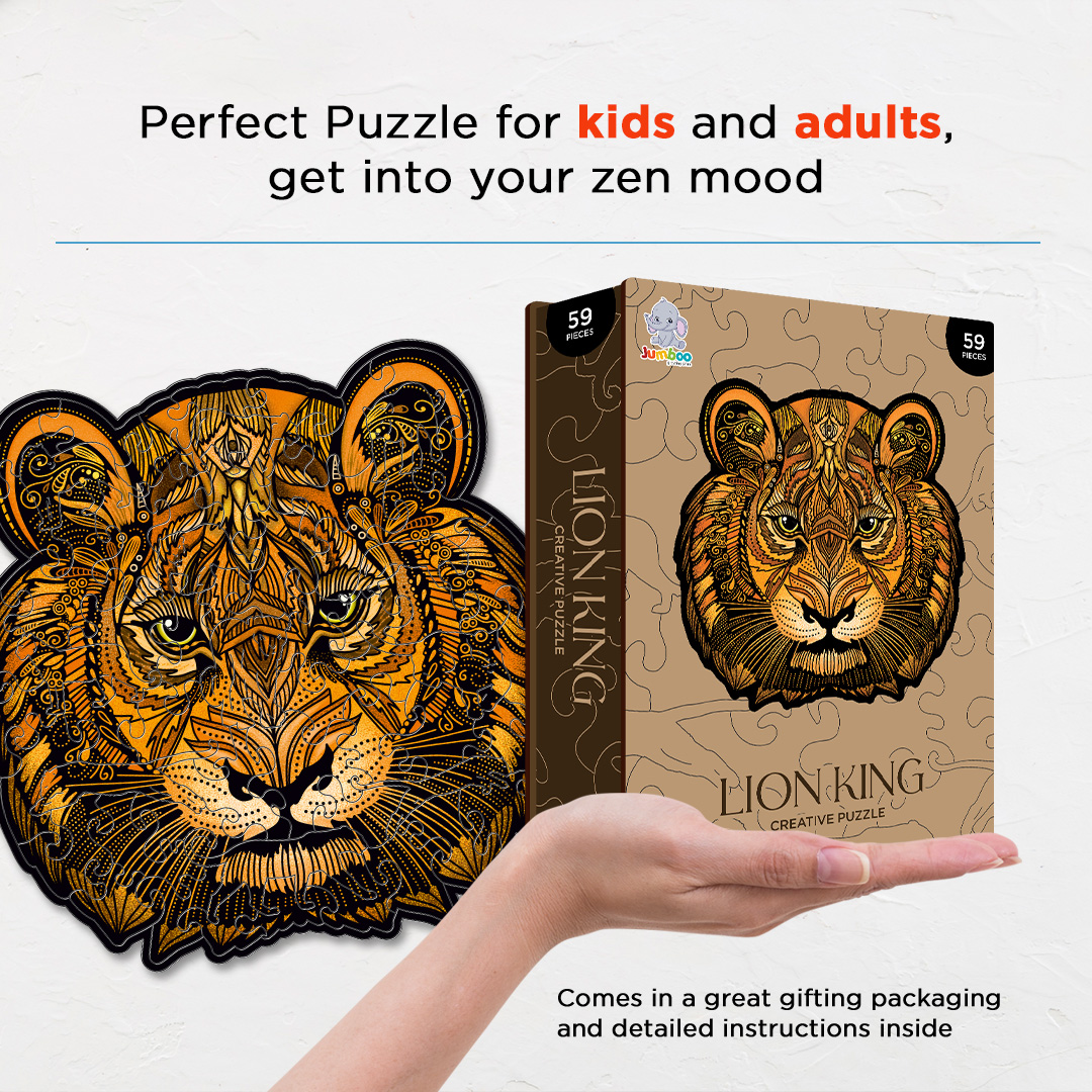 Lion King creative jigsaw puzzle for kids and adults includes different custom shapes