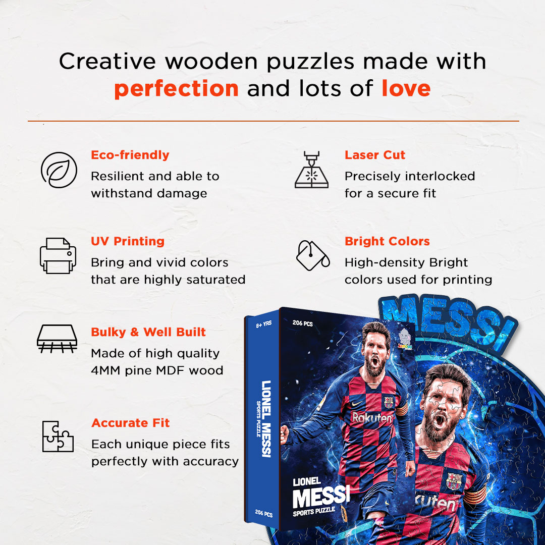 Lionel Messi jigsaw puzzle created for the football lovers with unique shapes
