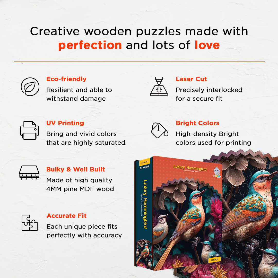 Luxury Hummingbird digital art puzzle for kids and adults a creative art base puzzle