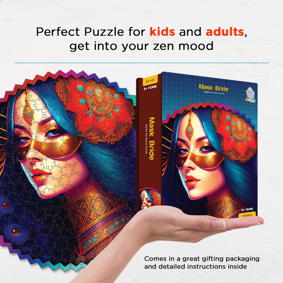 Mask Bride digital art puzzle for kids and adults a creative art base puzzle