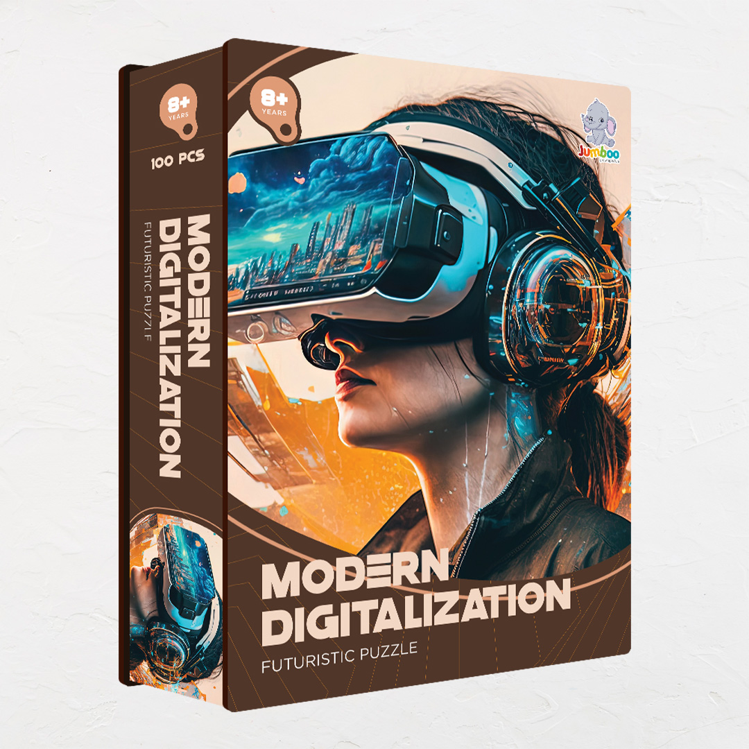 Modern Digitalzation a futuristic new age Octagon combined shape jigsaw puzzle