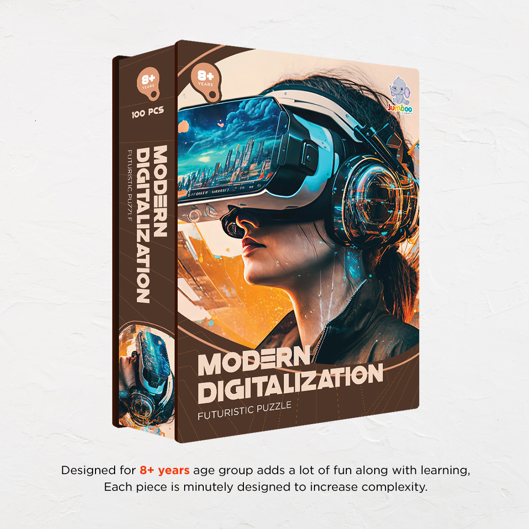 Modern Digitalzation a futuristic new age Octagon combined shape jigsaw puzzle