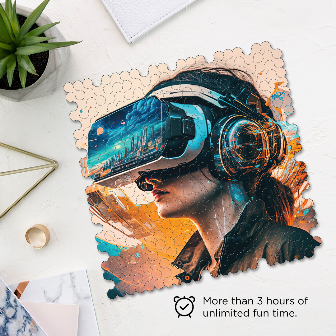 Modern Digitalzation a futuristic new age Octagon combined shape jigsaw puzzle