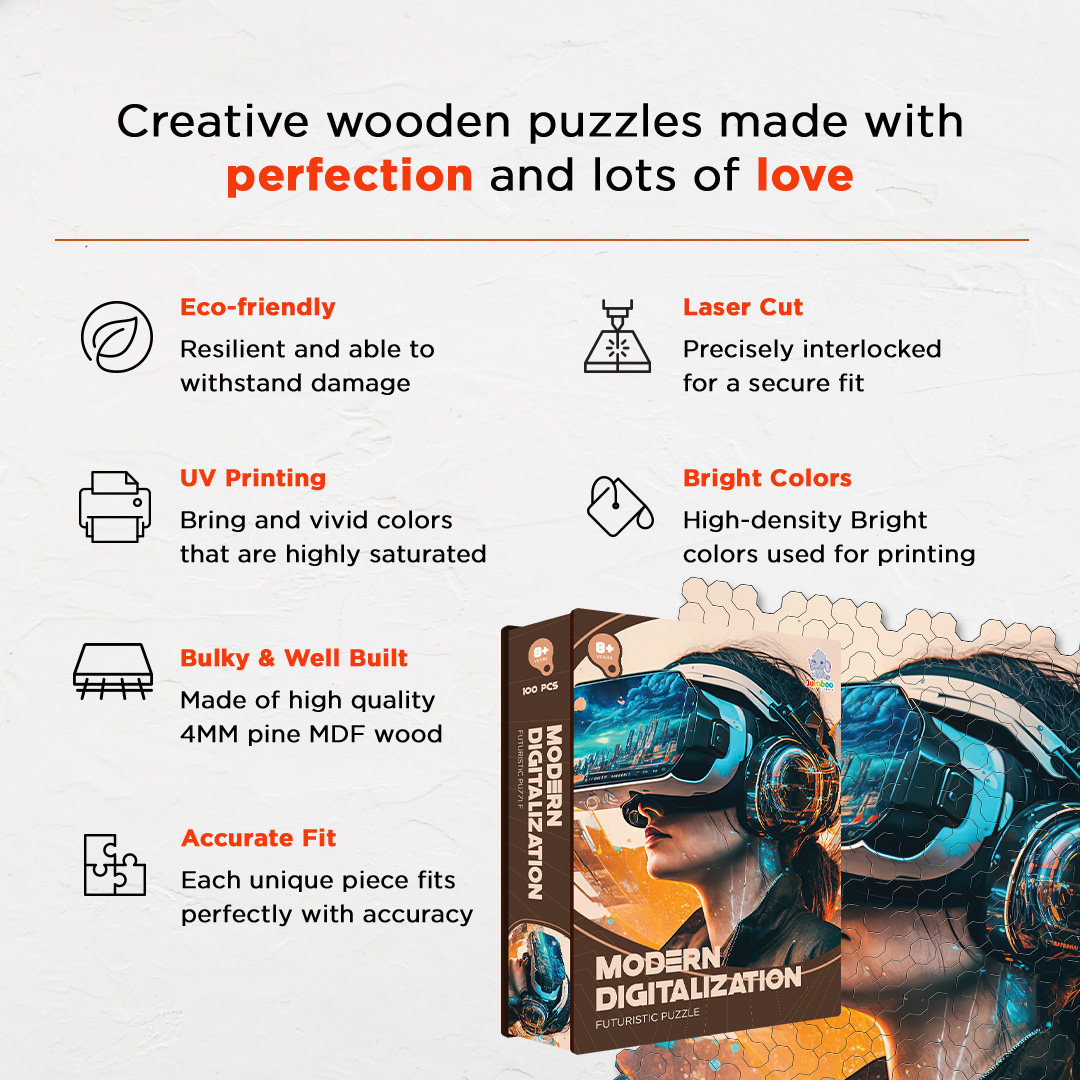 Modern Digitalzation a futuristic new age Octagon combined shape jigsaw puzzle
