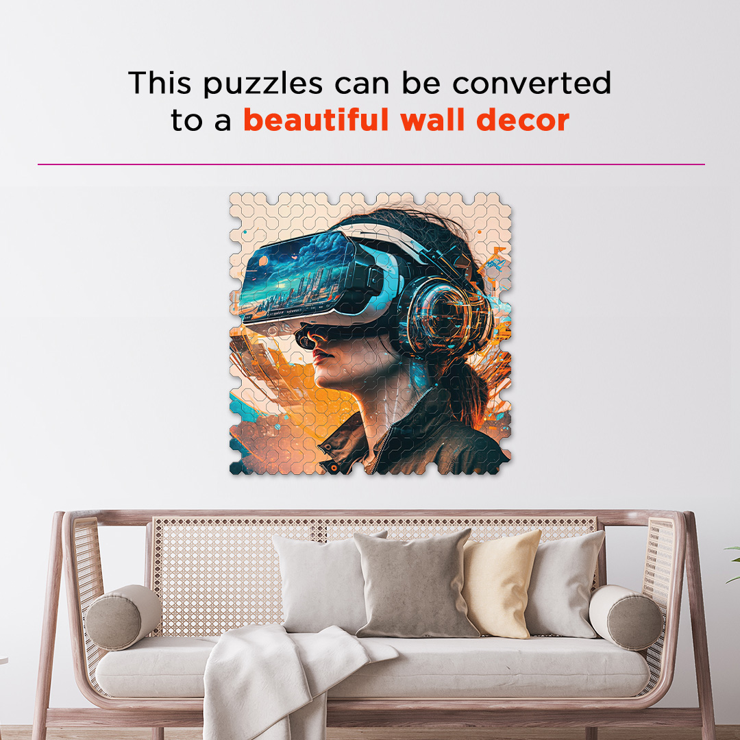Modern Digitalzation a futuristic new age Octagon combined shape jigsaw puzzle