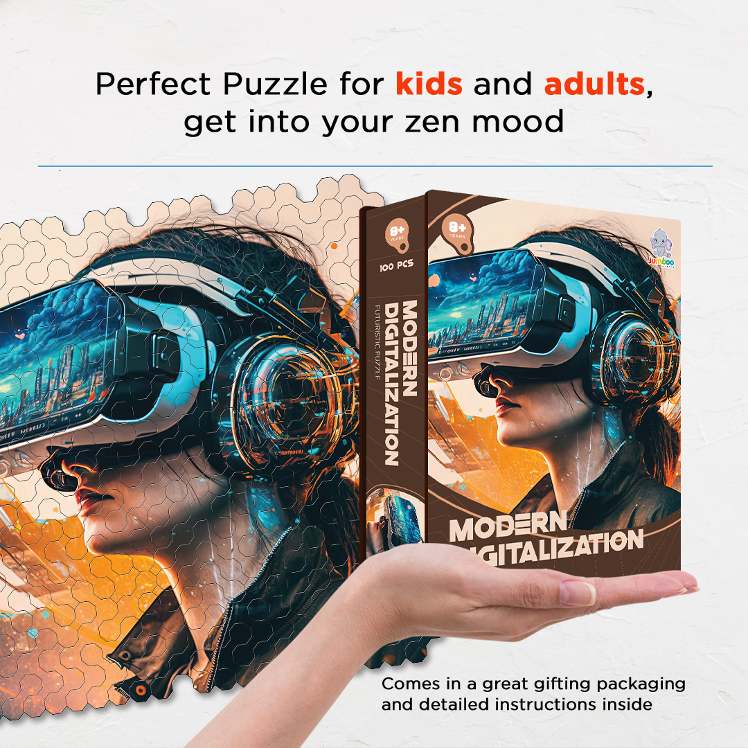 Modern Digitalzation a futuristic new age Octagon combined shape jigsaw puzzle