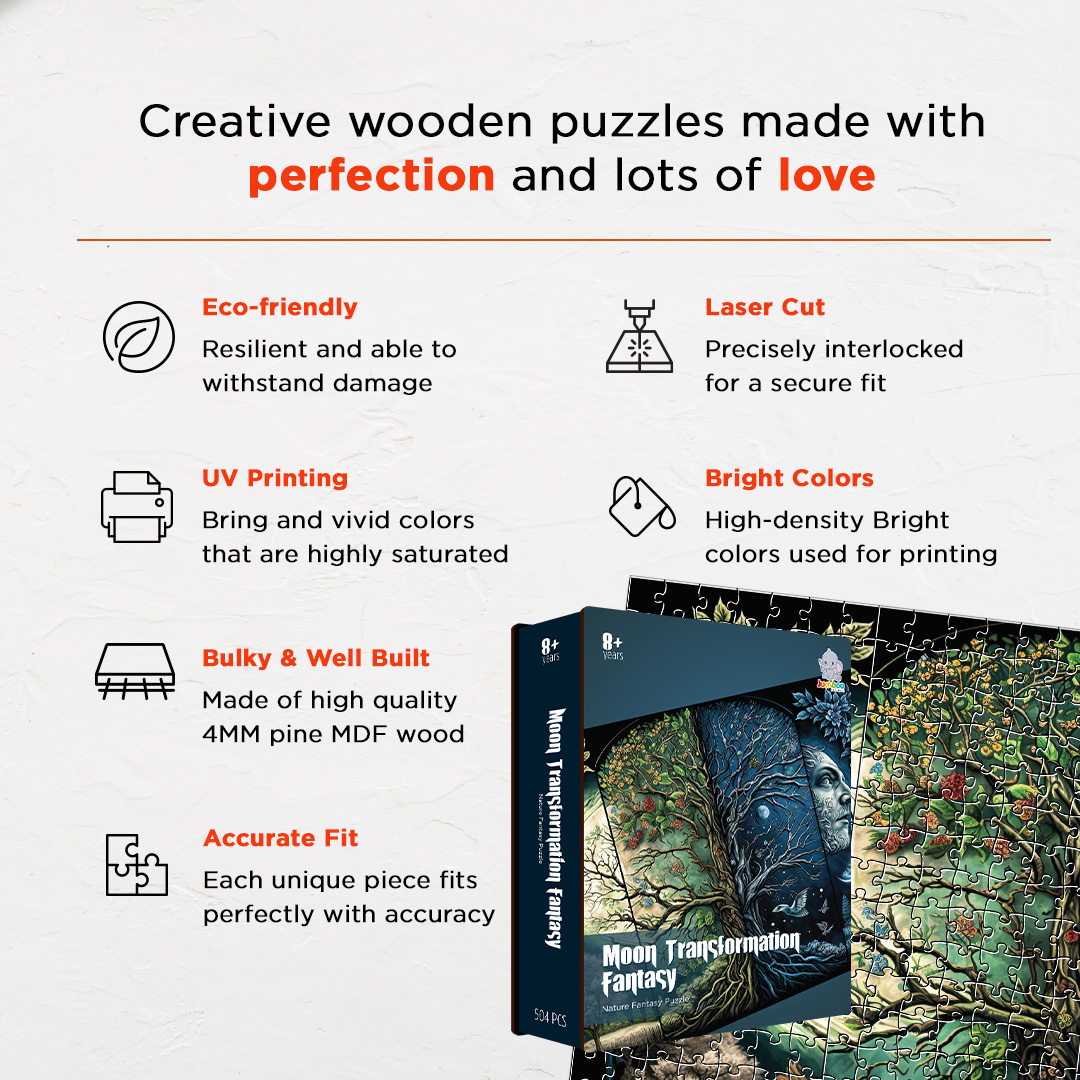 Moon Transformation Fantasy unique jigsaw puzzles created to bring a live décor