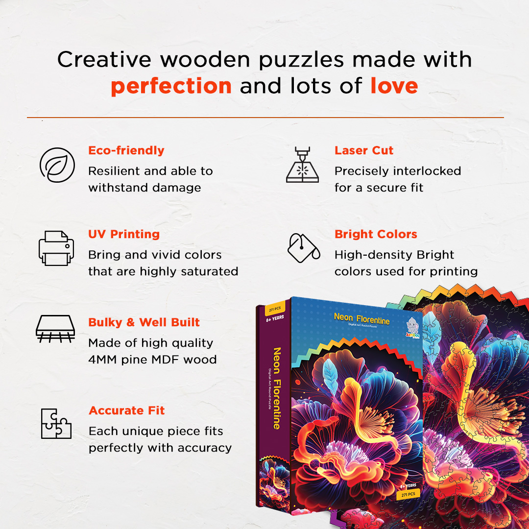 Neon Florentine digital art puzzle for kids and adults a creative art base puzzle