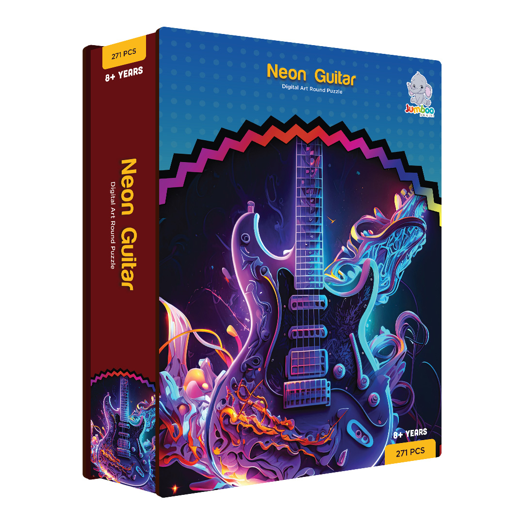 Neon Guitar digital art puzzle for kids and adults a creative art base puzzle