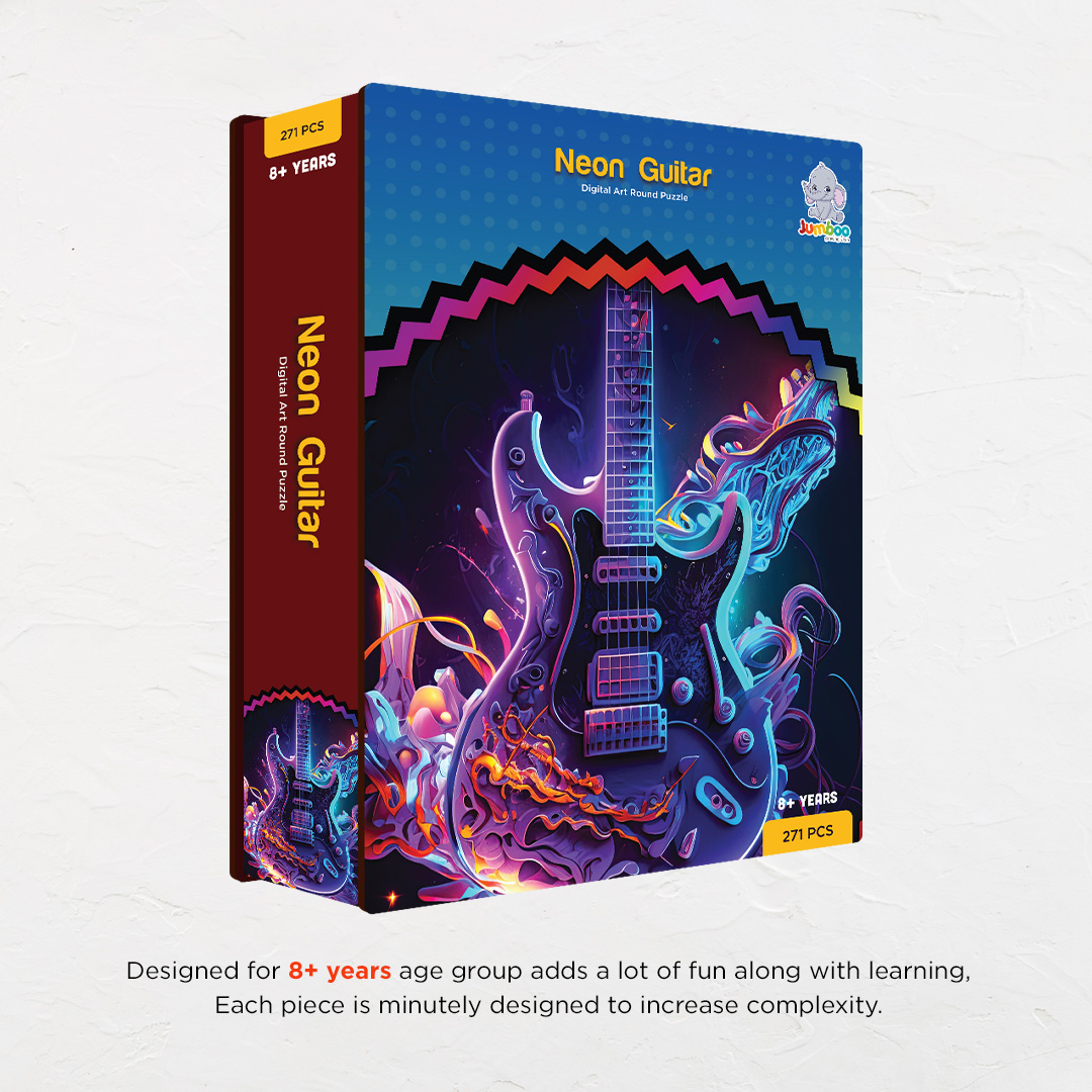 Neon Guitar digital art puzzle for kids and adults a creative art base puzzle
