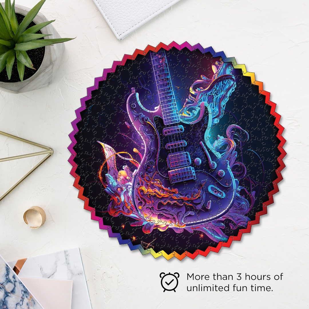Neon Guitar digital art puzzle for kids and adults a creative art base puzzle