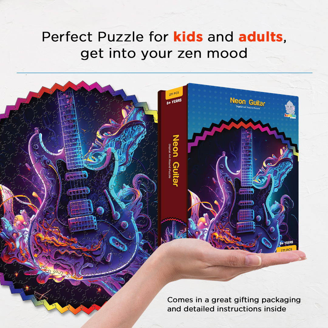 Neon Guitar digital art puzzle for kids and adults a creative art base puzzle