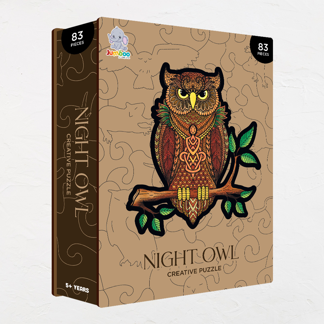 Night Owl creative jigsaw puzzle for kids and adults includes different custom shapes