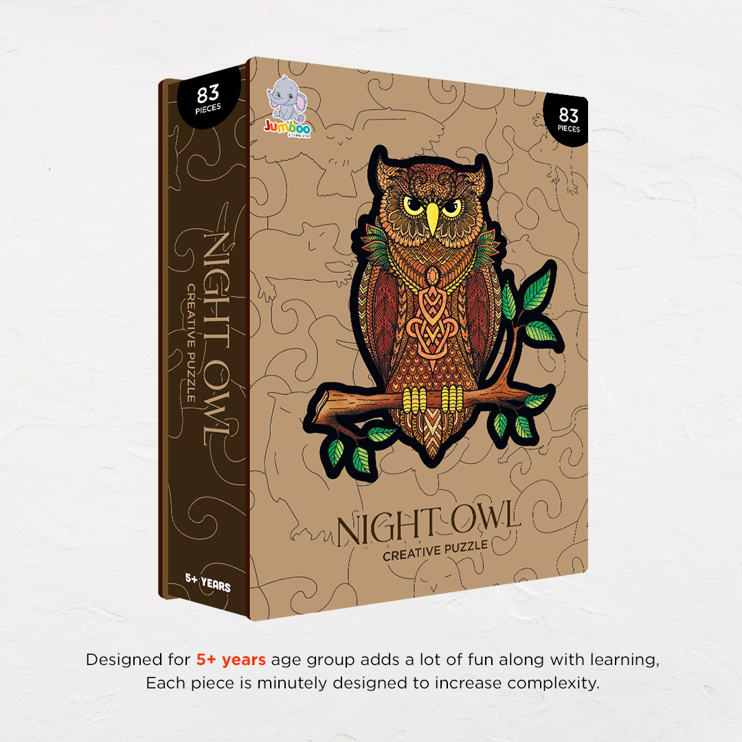 Night Owl creative jigsaw puzzle for kids and adults includes different custom shapes