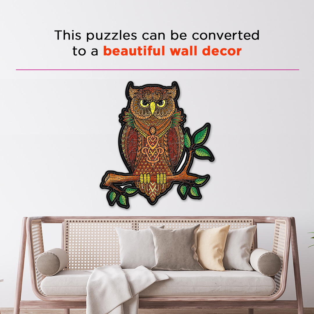 Night Owl creative jigsaw puzzle for kids and adults includes different custom shapes
