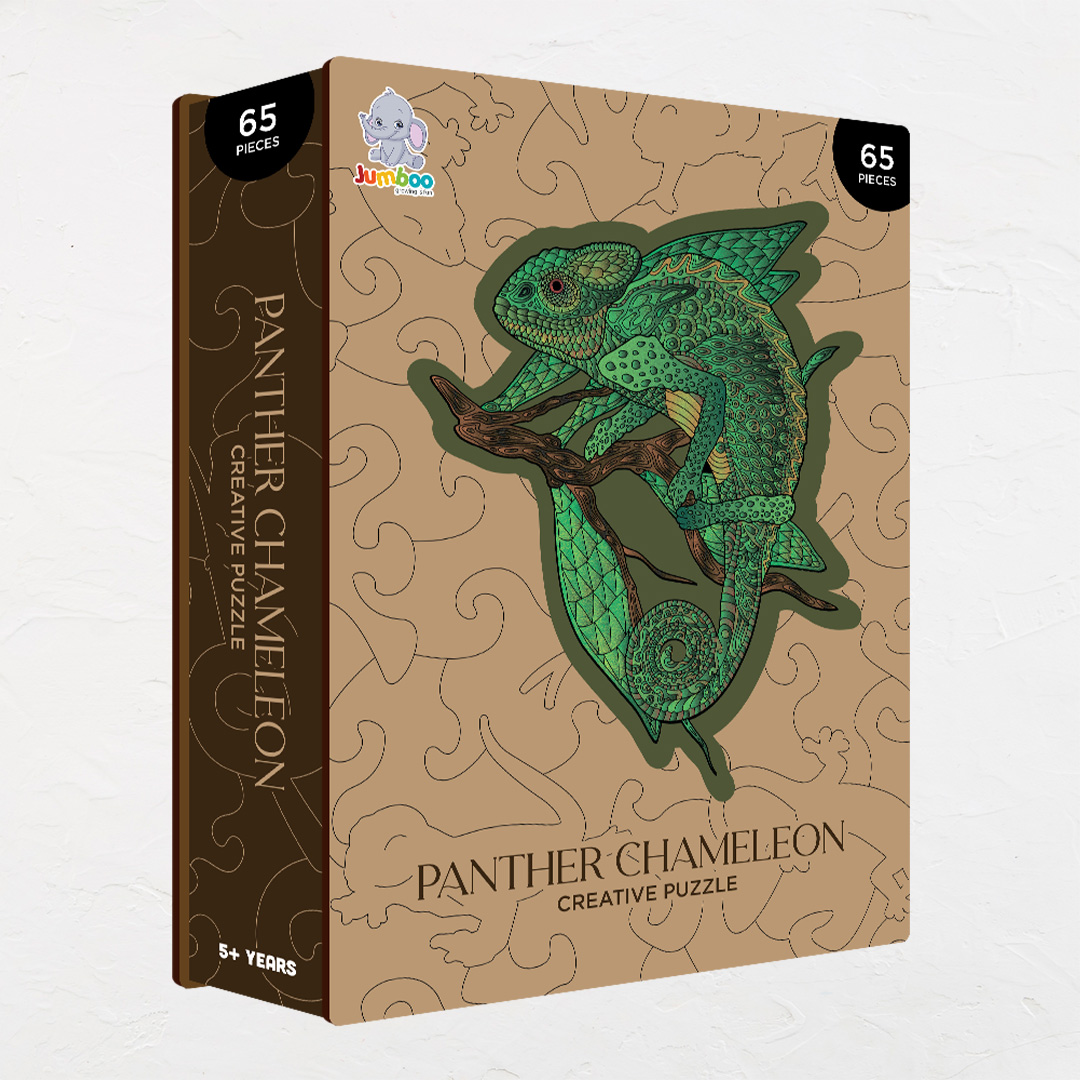 Panther Chameleon creative jigsaw puzzle for kids and adults includes different custom shapes
