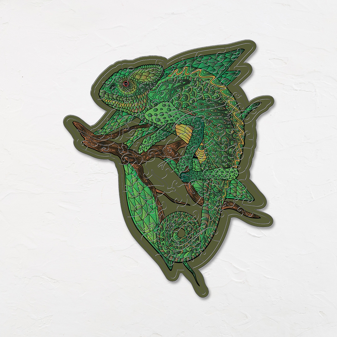 Panther Chameleon creative jigsaw puzzle for kids and adults includes different custom shapes