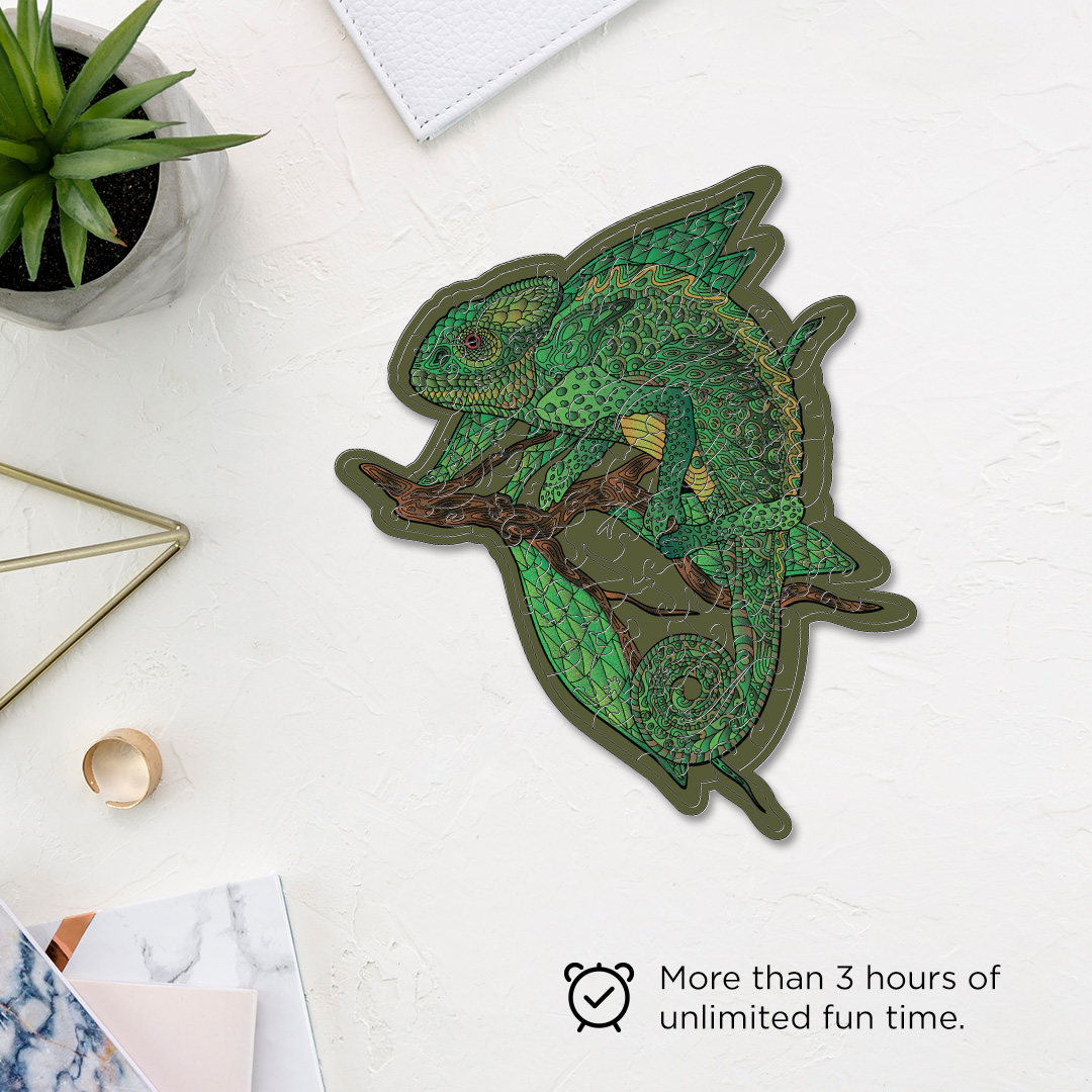 Panther Chameleon creative jigsaw puzzle for kids and adults includes different custom shapes