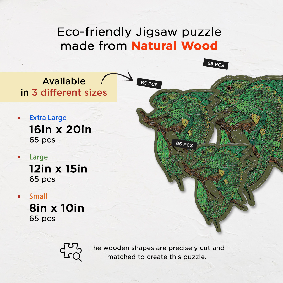 Panther Chameleon creative jigsaw puzzle for kids and adults includes different custom shapes