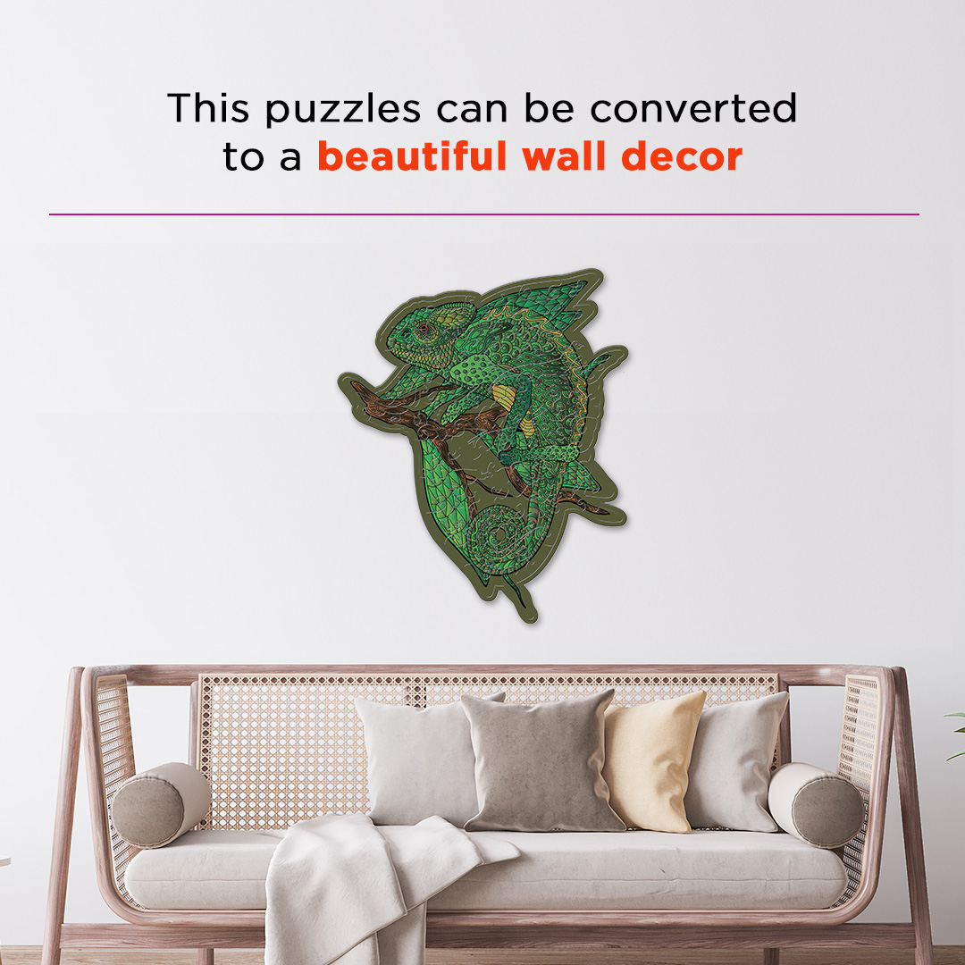 Panther Chameleon creative jigsaw puzzle for kids and adults includes different custom shapes