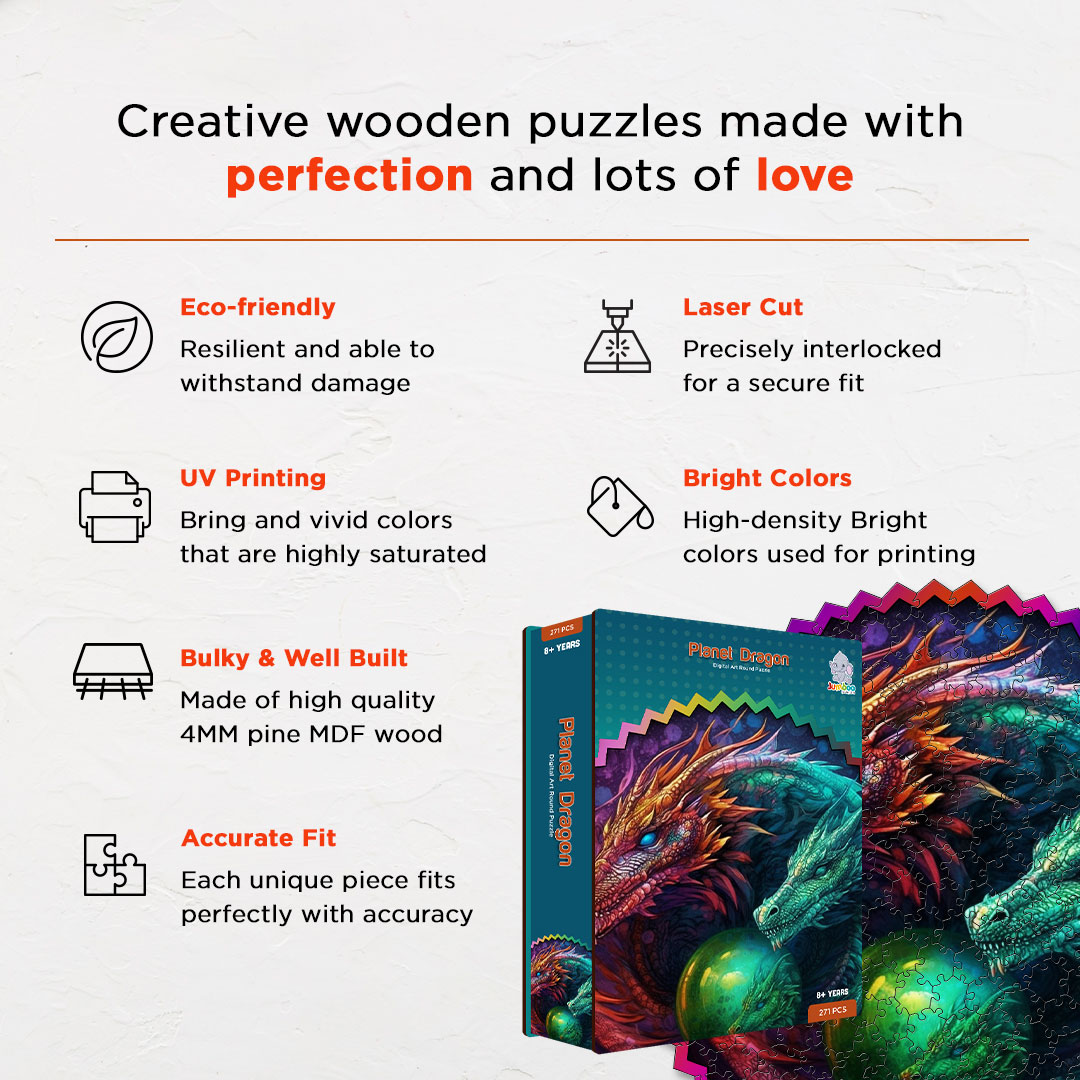 Planet Dragon digital art puzzle for kids and adults a creative art base puzzle